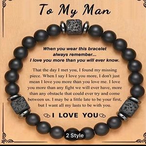 1pc, Men Bracelet, To My Husband Or To My Man Black Beaded Bracelet.